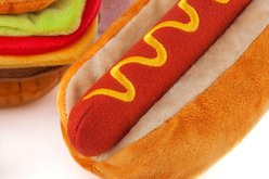 P.L.A.Y. Pet Lifestyle and You American Classic Hot Dog Plush Squeaky Dog Toy, X-Small slide 2 of 4