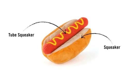Show full view: P.L.A.Y. Pet Lifestyle and You American Classic Hot Dog Plush Squeaky Dog Toy, X-Small slide 3 of 4