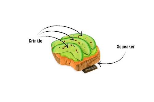 Show full view: P.L.A.Y. Pet Lifestyle and You Barking Brunch Avodoggo Toast Plush Squeaky Dog Toy, X-Small slide 4 of 5