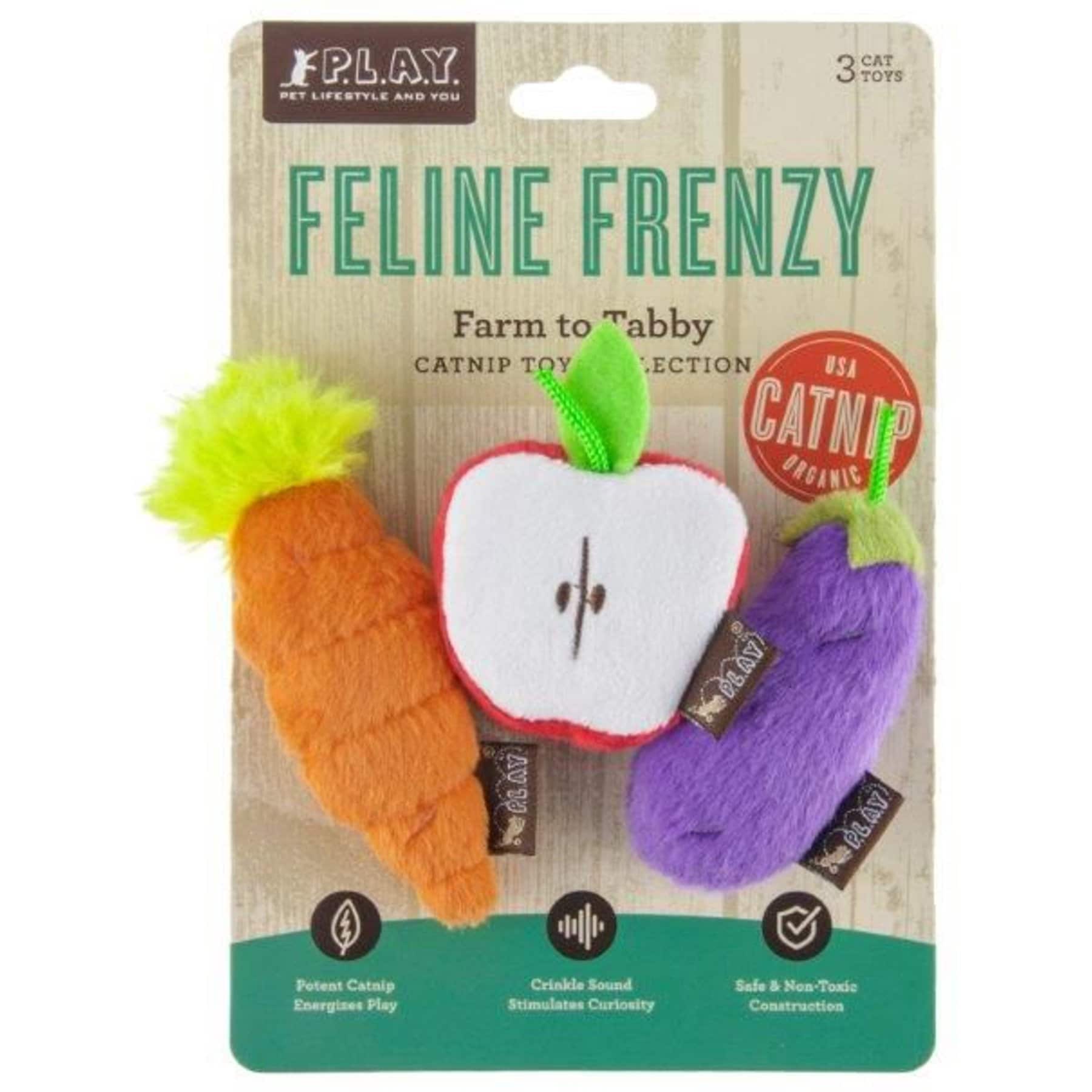 P.L.A.Y. Pet Lifestyle and You Feline Frenzy Farm To Tabby Plush Squeaky Cat Toy