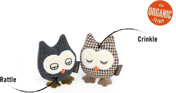Show full view: P.L.A.Y. Pet Lifestyle and You Feline Frenzy Hootiful Owls Plush Squeaky Cat Toy slide 4 of 6