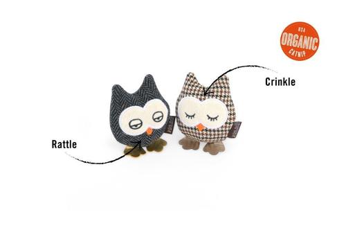 Show full view: P.L.A.Y. Pet Lifestyle and You Feline Frenzy Hootiful Owls Plush Squeaky Cat Toy slide 4 of 6