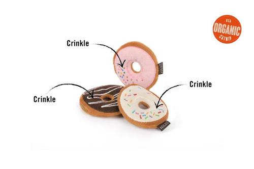 Show full view: P.L.A.Y. Pet Lifestyle and You Feline Frenzy Kitty Kreme Doughnuts Plush Squeaky Cat Toy slide 4 of 6