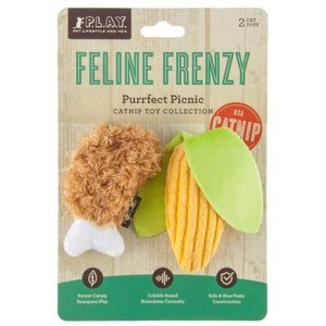 P.L.A.Y. Pet Lifestyle and You Feline Frenzy Purrfect Picnic Plush Squeaky Cat Toy, 2 count