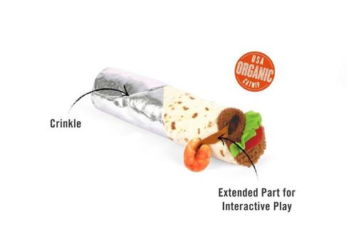 Show full view: P.L.A.Y. Pet Lifestyle and You Feline Frenzy Shrimp Purrito Plush Squeaky Cat Toy with Catnip slide 6 of 9