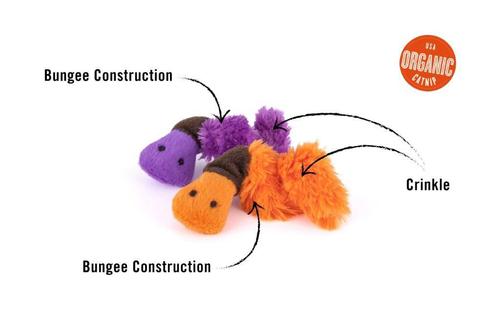Show full view: P.L.A.Y. Pet Lifestyle and You Feline Frenzy Wiggly Worms Plush Squeaky Cat Toy slide 3 of 5