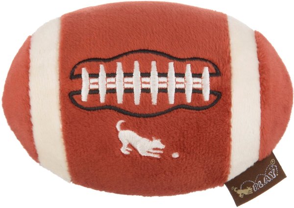 Show full view: P.L.A.Y. Pet Lifestyle and You Football Squeaky Plush Dog Toy, Small slide 1 of 5