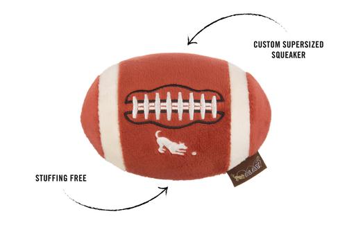 Show full view: P.L.A.Y. Pet Lifestyle and You Football Squeaky Plush Dog Toy, Small slide 3 of 5