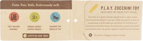 Show full view: P.L.A.Y. Pet Lifestyle and You Garden Fresh Zucchini Squeaky Plush Dog Toy slide 5 of 8