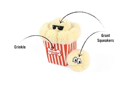 Show full view: P.L.A.Y. Pet Lifestyle and You Hollywoof Cinema Collection Poppin Pupcorn Plush Squeaky Dog Toy slide 3 of 5