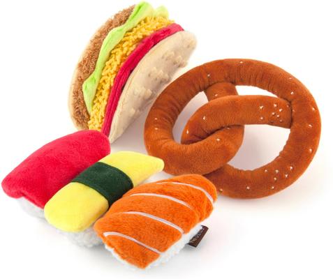 Show full view: P.L.A.Y. Pet Lifestyle and You International Classic Food Set Squeaky Plush Dog Toy slide 2 of 2