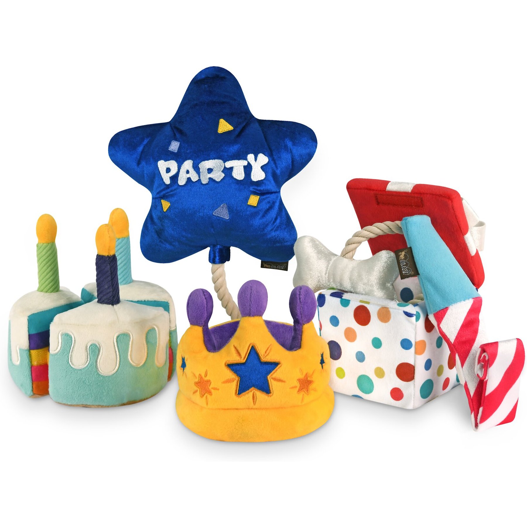 P.L.A.Y. Pet Lifestyle and You Party Time Collection Squeaky Dog Toy, 5 count