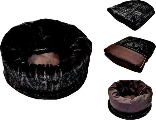 Show full view: P.L.A.Y. Pet Lifestyle and You Snuggle Covered/Bolster Cat & Dog Bed, Truffle Brown, Large slide 4 of 13