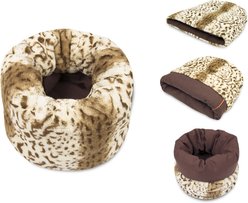 P.L.A.Y. Pet Lifestyle and You Snuggle Orthopedic Dog & Cat Bed, Leopard Brown, Large