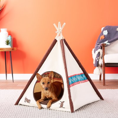 P.L.A.Y. Pet Lifestyle and You P.L.A.Y. Pet Lifestyle and You Teepee Tent Covered Cat & Dog Bed, Classic Eggshell