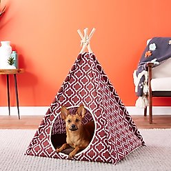 P.L.A.Y. Pet Lifestyle and You Teepee Tent Covered Cat & Dog Bed, Moroccan Marsala