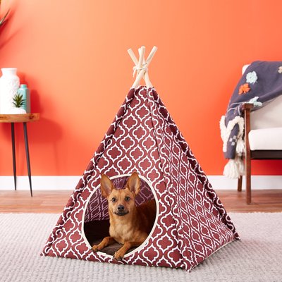 P.L.A.Y. Pet Lifestyle and You P.L.A.Y. Pet Lifestyle and You Teepee Tent Covered Cat & Dog Bed, Moroccan Marsala