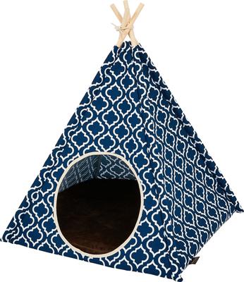 Show full view: P.L.A.Y. Pet Lifestyle and You Teepee Tent Covered Cat & Dog Bed, Moroccan Navy slide 2 of 7