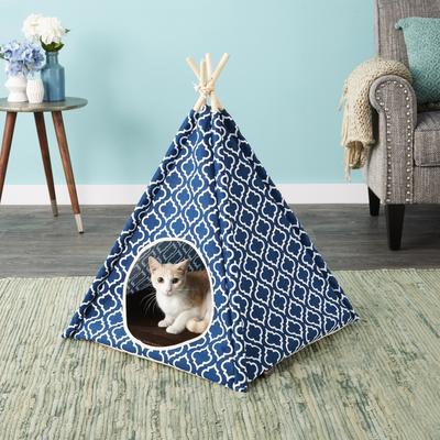 Show full view: P.L.A.Y. Pet Lifestyle and You Teepee Tent Covered Cat & Dog Bed, Moroccan Navy slide 3 of 7