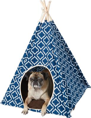 Show full view: P.L.A.Y. Pet Lifestyle and You Teepee Tent Covered Cat & Dog Bed, Moroccan Navy slide 4 of 7
