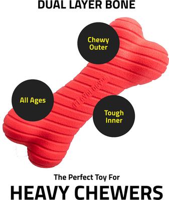 Show full view: Playology All Natural Squeaky Chew Ball, Medium/Large, Beef Scented + Dual Layer Bone Dog Toy, Medium, Beef Scented slide 8 of 10