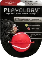 Playology All Natural Squeaky Chew Ball, Medium/Large, Beef Scented + Squeaky Chew Ball Dog Toy, Medium/Large, Peanut Butter Scented slide 2 of 9