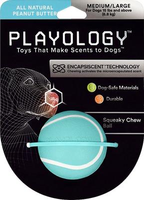 Show full view: Playology All Natural Squeaky Chew Ball, Medium/Large, Beef Scented + Squeaky Chew Ball Dog Toy, Medium/Large, Peanut Butter Scented slide 6 of 10