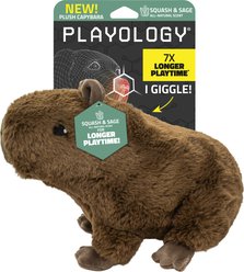 Playology Butternut Squash Scented Capybara Grunting Squeaky Plush Dog Toy, Brown, Jumbo