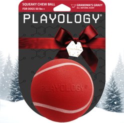 Playology Christmas Holiday Gravy Scented Squeaky Chew Ball Dog Toy, Red, Jumbo slide 1 of 5
