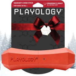 Playology Christmas Holiday Gravy Scented Squeaky Chew Stick Dog Toy, Red, Jumbo