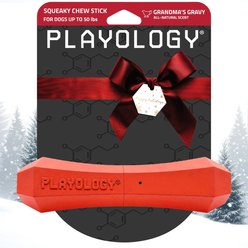 Playology Christmas Holiday Gravy Scented Squeaky Chew Stick Dog Toy, Red, Medium