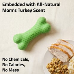 Playology Christmas Holiday Turkey Scented Dual Layer Bone Dog Toy, Green, Small 2-Pack slide 2 of 6