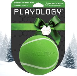 Playology Christmas Holiday Turkey Scented Squeaky Chew Ball Dog Toy, Green, Jumbo slide 1 of 5