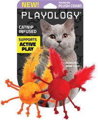 Playology Crabs Plush Cat Toy with Catnip & Feather, 2 count