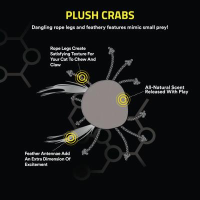 Show full view: Playology Crabs Plush Cat Toy with Catnip & Feather, 2 count slide 2 of 7