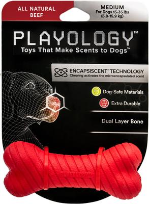 Show full view: Playology Scented Dual Layer Bone Dog Toy, Medium, 2 count, Beef slide 2 of 10