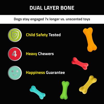 Show full view: Playology Scented Dual Layer Bone Dog Toy, Medium, 2 count, Beef slide 7 of 10