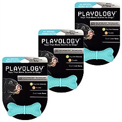 Playology Scented Dual Layer Bone Dog Toy, Small, 3 count, Peanut Butter