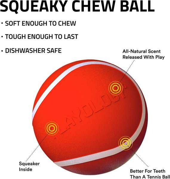 Playology 2-Pack Moderate Beef Ball Squeaky Dog Chew Toy, Red, Medium