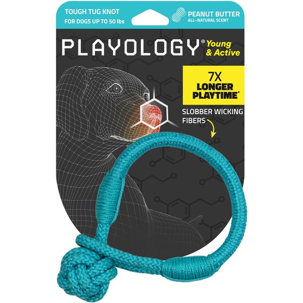 Playology Peanut Butter Scented Young & Active Tough Tug Knot Dog Toy