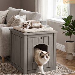 PLAYRANK All Season Indoor & Outdoor Lockable Door Cat House, 18.46 x 23.62 x 21.42-in, Grey slide 2 of 6