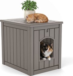 PLAYRANK All Season Indoor & Outdoor Lockable Door Cat House, 18.46 x 23.62 x 21.42-in, Grey slide 1 of 6