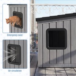 PLAYRANK All Weather Indoor & Outdoor Box-Style Cat House, 24.65 x 21.5 x 22.21-in, Black/Gray slide 2 of 5