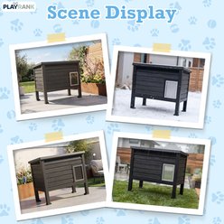 PLAYRANK Outdoor Insulated Kitty Cat House, Black, 31.02 x 19.09 x 26.73-in slide 2 of 5