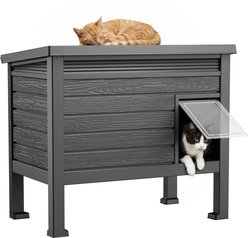 PLAYRANK Outdoor Insulated Kitty Cat House, Black, 31.02 x 19.09 x 26.73-in