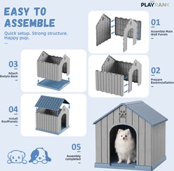 PLAYRANK Resin Outdoor Dog House, Medium: 26.26 x 24.57 x 25.83-in, Blue slide 2 of 6