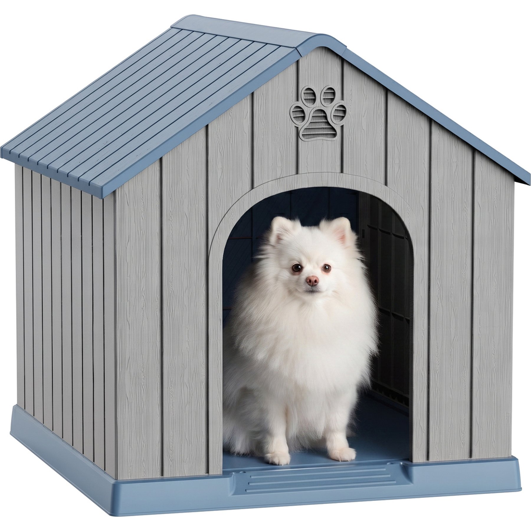 PLAYRANK Resin Outdoor Dog House, Medium: 26.26 x 24.57 x 25.83-in, Blue