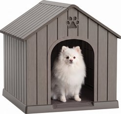 PLAYRANK Resin Outdoor Dog House, Medium: 26.26 x 24.57 x 25.83-in, Grey
