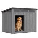 PLAYRANK Weatherproof Finish & Elevated Floor Natural Classic Dog House, Grey, Large