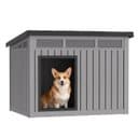 PLAYRANK Weatherproof Finish & Elevated Floor Natural Classic Dog House, Grey, Medium
